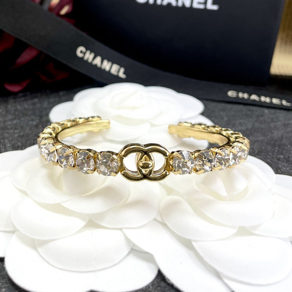 18K Chanel Crystal Open Cuff Bracelet