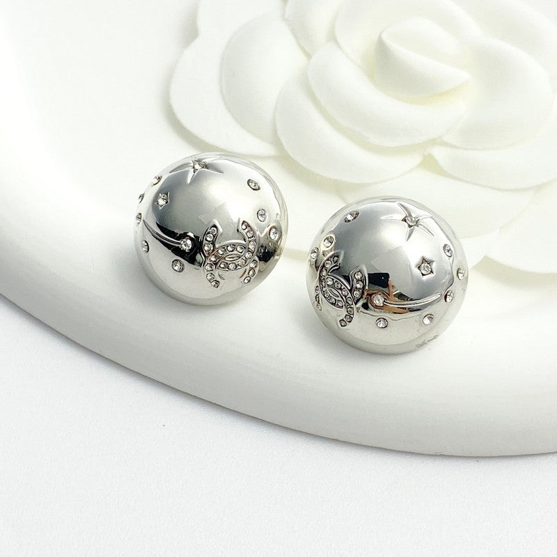 18K Chanel 24C Star Round Gold Earrings