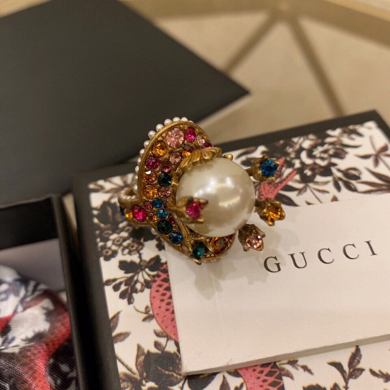 18K Gucci Multistone Pearl Ring