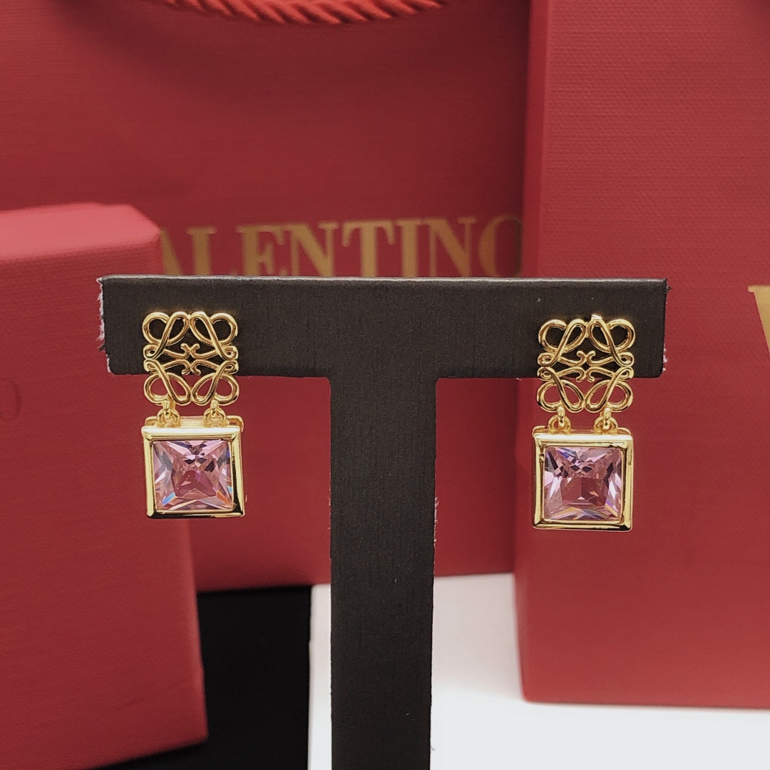 18K Loewe Anagram Crystal Earrings