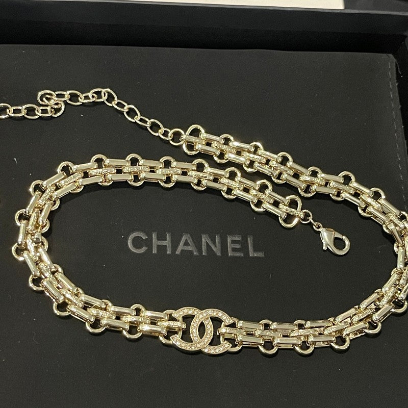 18K Chanel Pave Diamond Gold Necklace