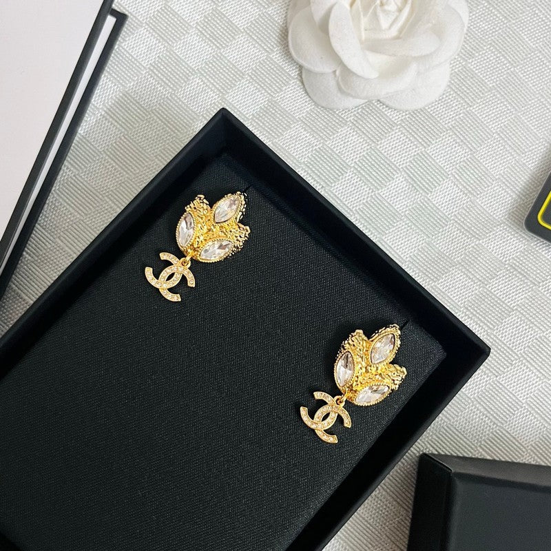 18K Chanel Crystal Flower Earrings