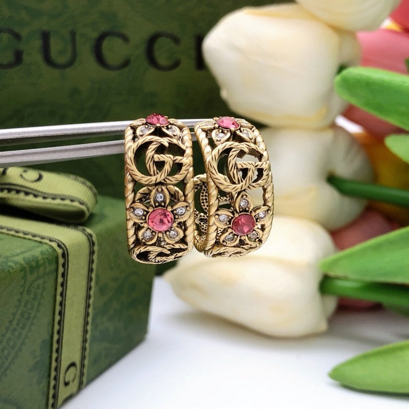 18K Gucci Pink Crystal Earrings
