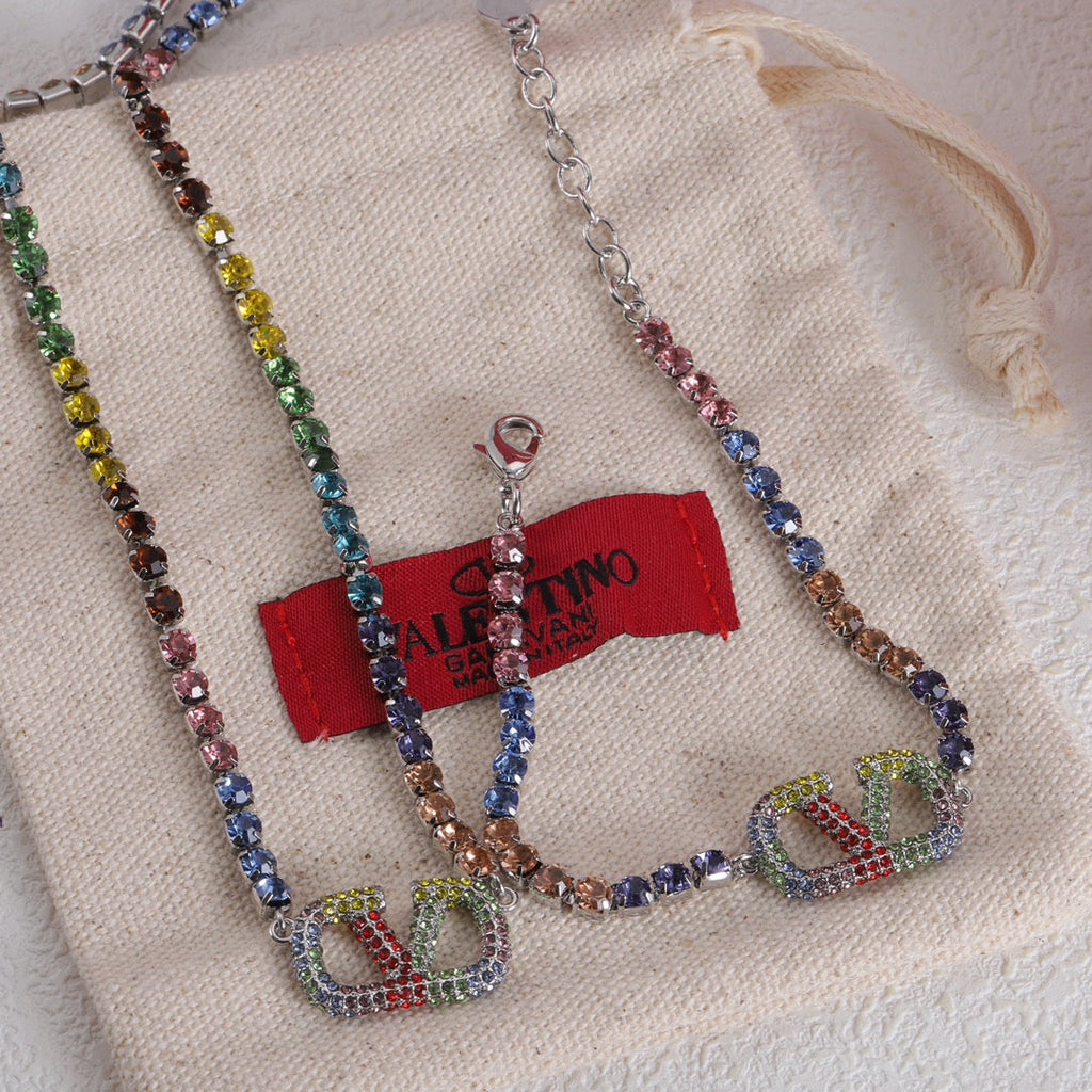 18K Valentino Vlogo Multi-Color Crystals Bracelet