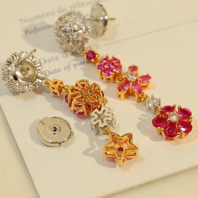18K Van Cleef & Arpels VCA Flower Diamond Earrings