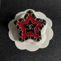 18K Chanel Black & Red Star Leather Brooch