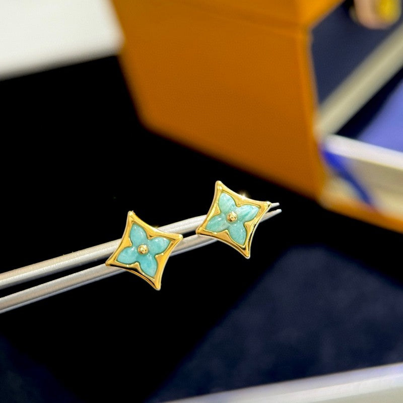 18K Louis Vuitton Blue Color Blossom BB Star Earrings