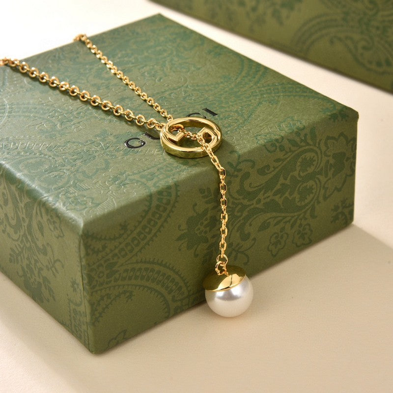 18K Gucci Blondie Pearl Drop Necklace