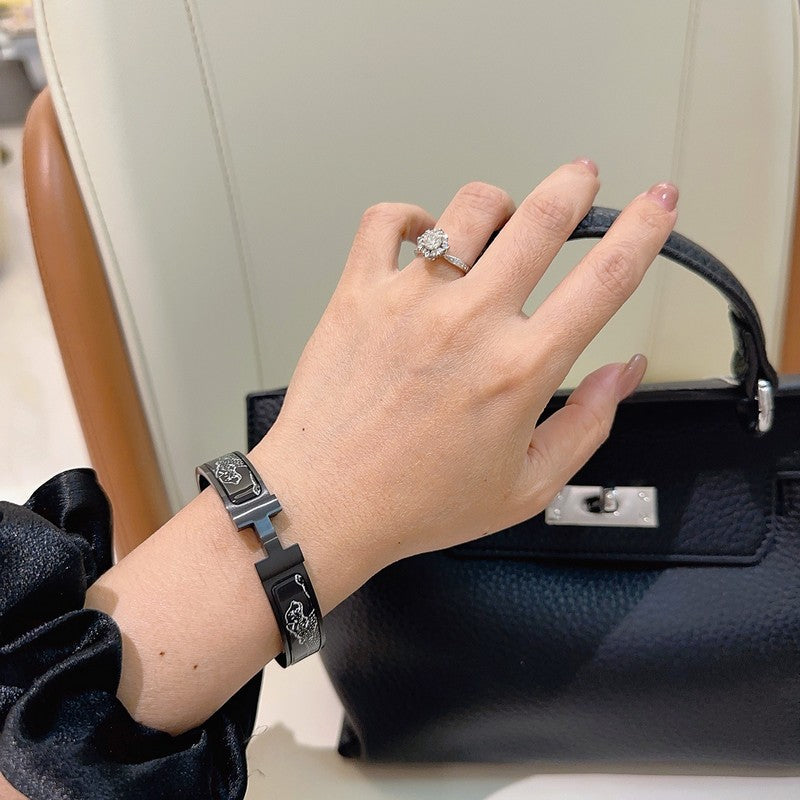 18K Clic Hermes Black Color Bracelet