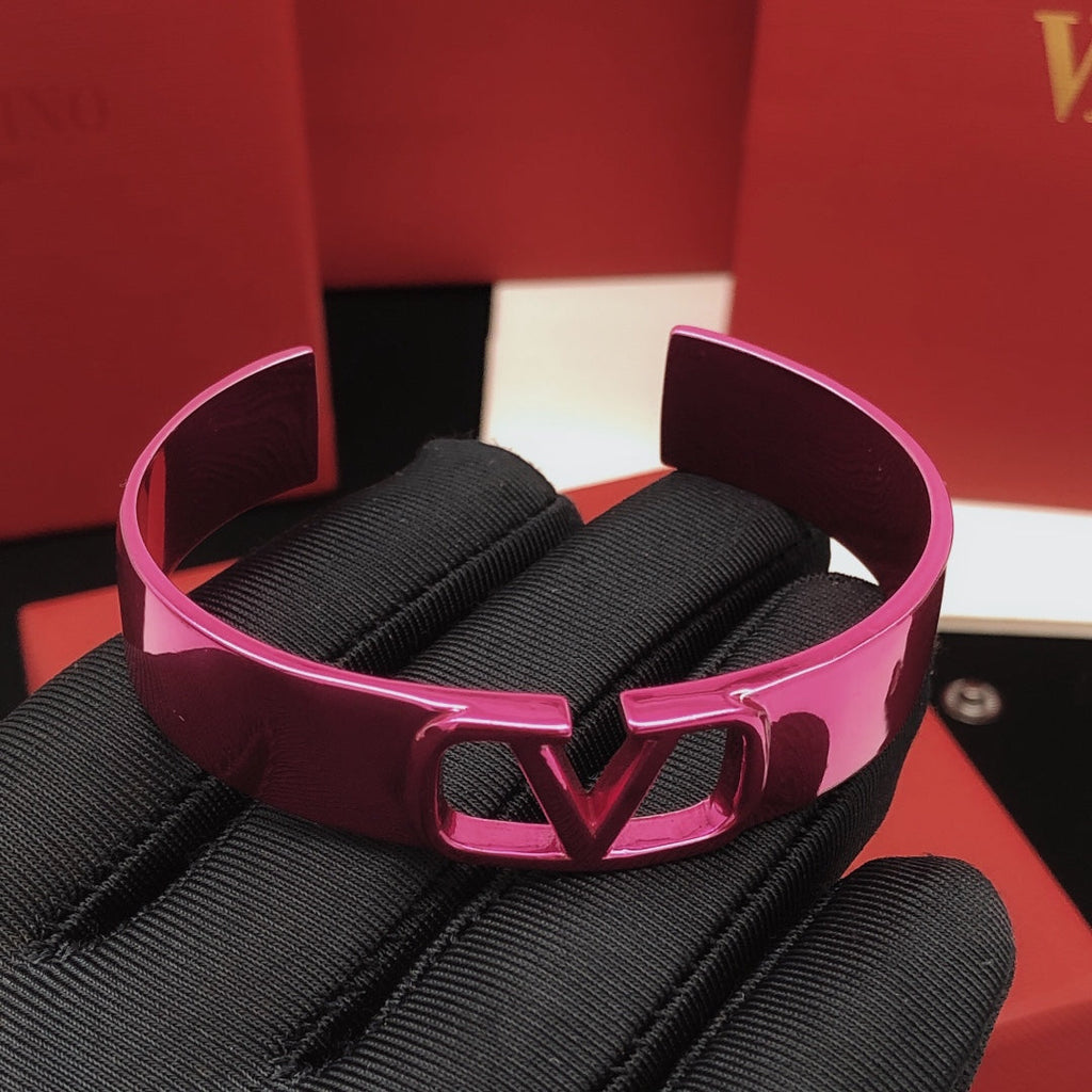 18K Valentino Vlogo Pink Cuff Bracelet