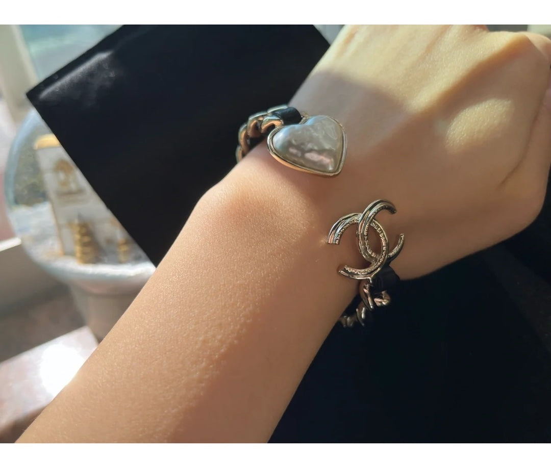 18K Chanel Heart Black Cuff Bracelet