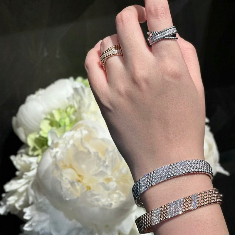 18K Van Cleef & Arpels Perlee 5 Rows Diamond Bracelet