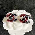 18K Chanel Red & Blue Crystal Earrings
