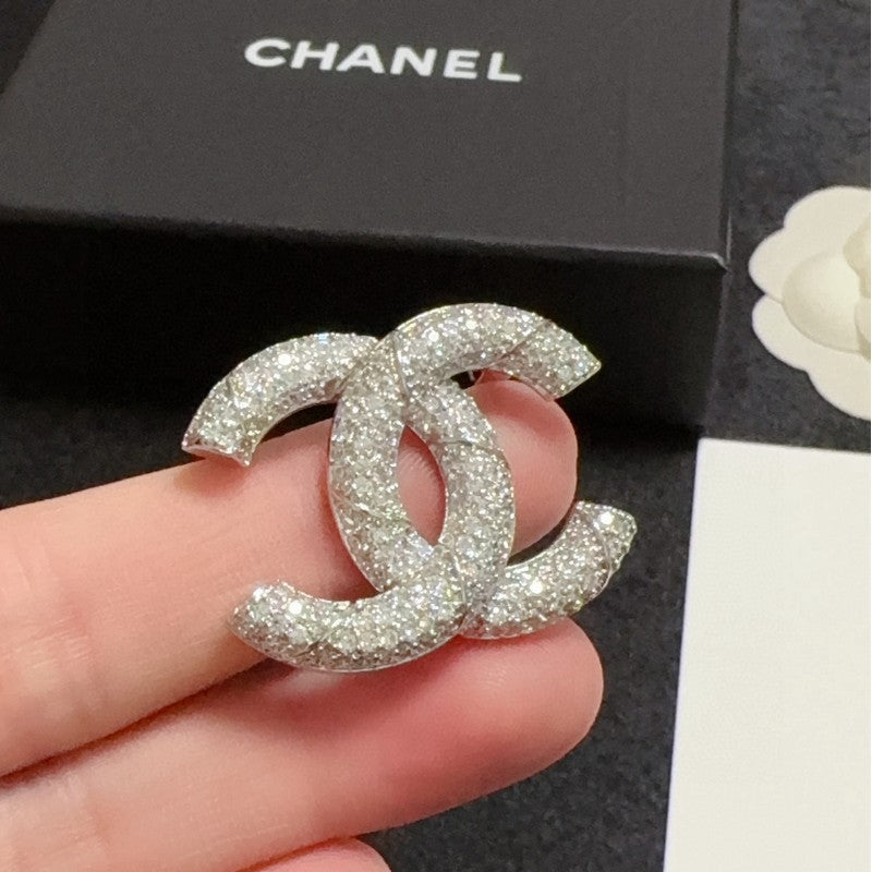 18K Chanel White Gold Diamond Brooch