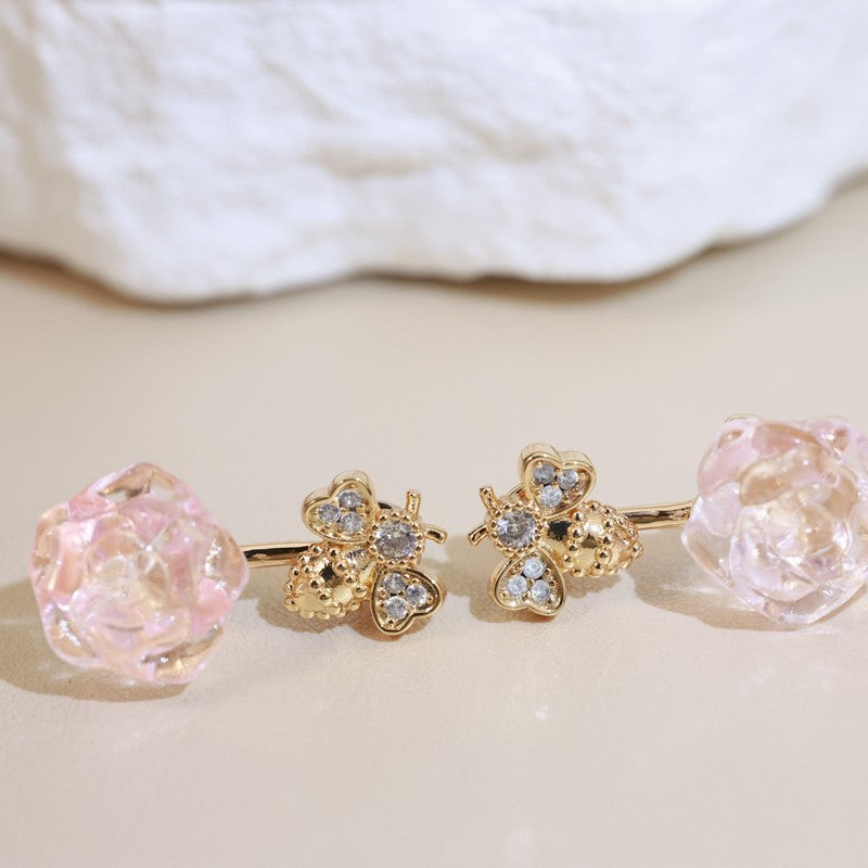 18K Dior Pink Flower Earrings