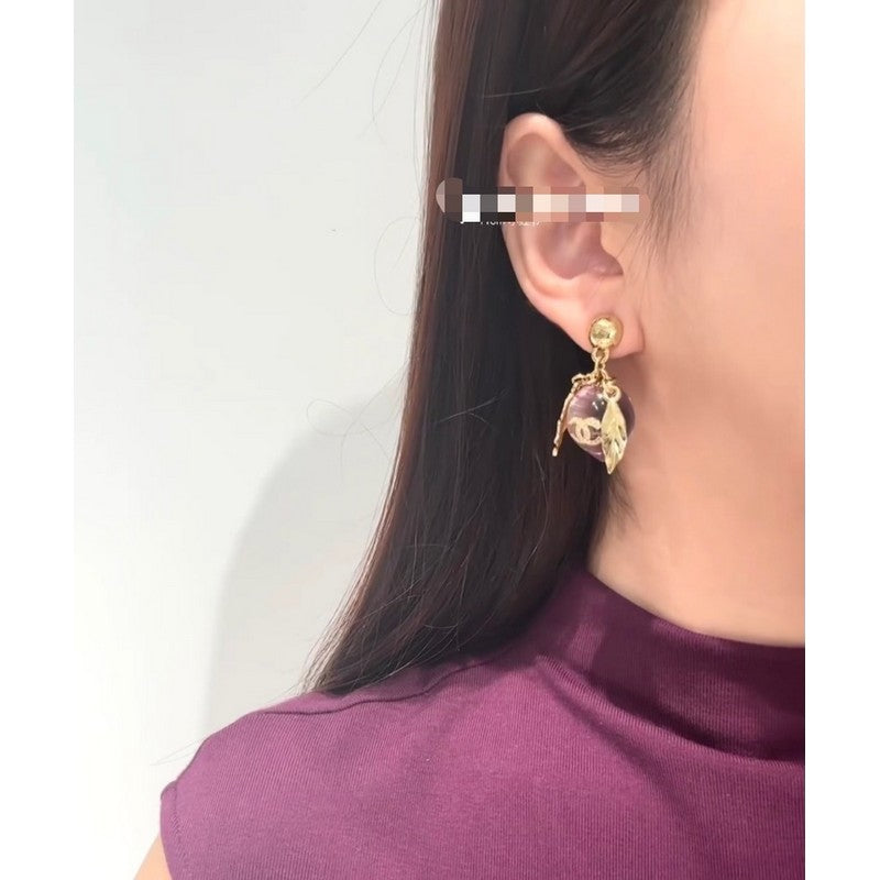 18K Chanel Pink Peach Gold Earrings