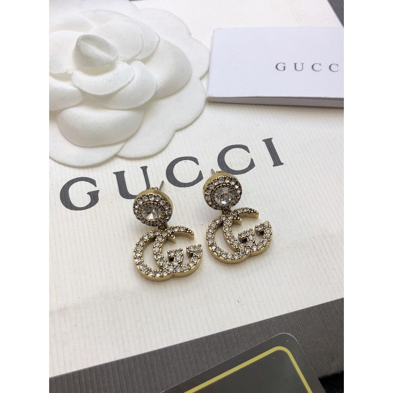 18K Gucci Crystal Pendant Earrings