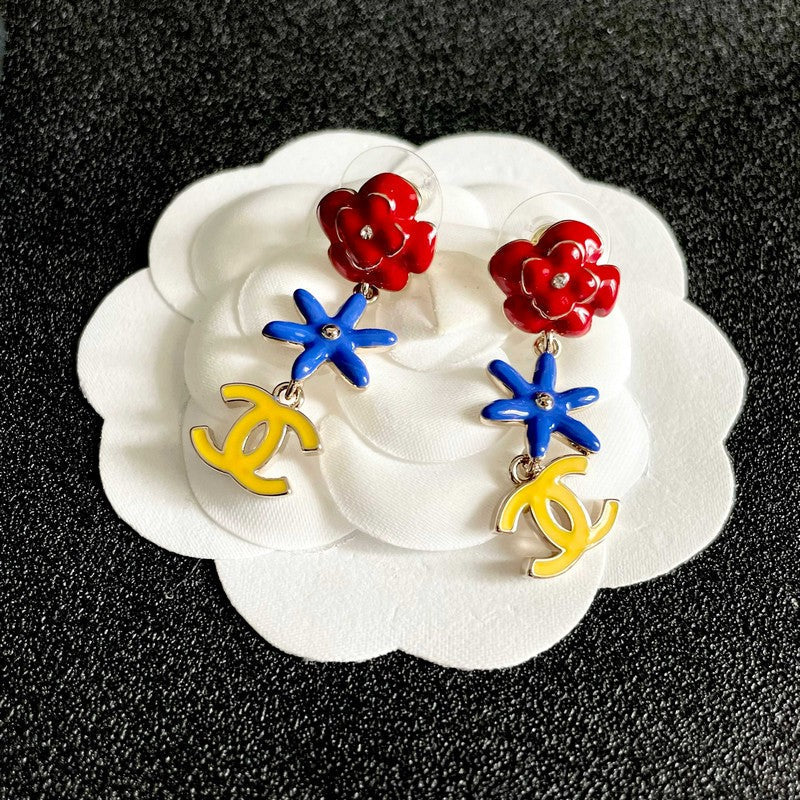 18K Chanel Color Camellia Earrings