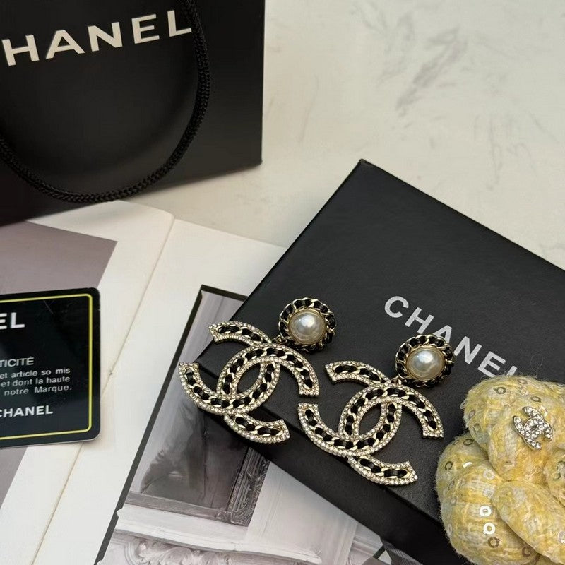 18K Chanel Leather Gold Earrings