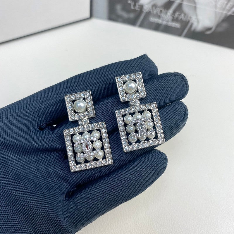 18K Chanel Diamond Pearl Perfume Earrings