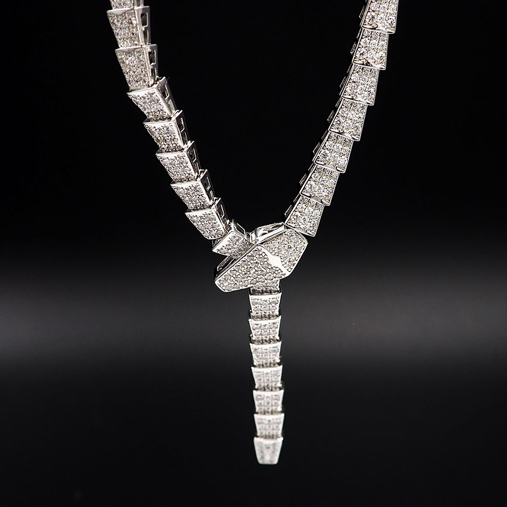 18K BVLGARI BV Serpenti Viper Full Pave Diamonds Necklace