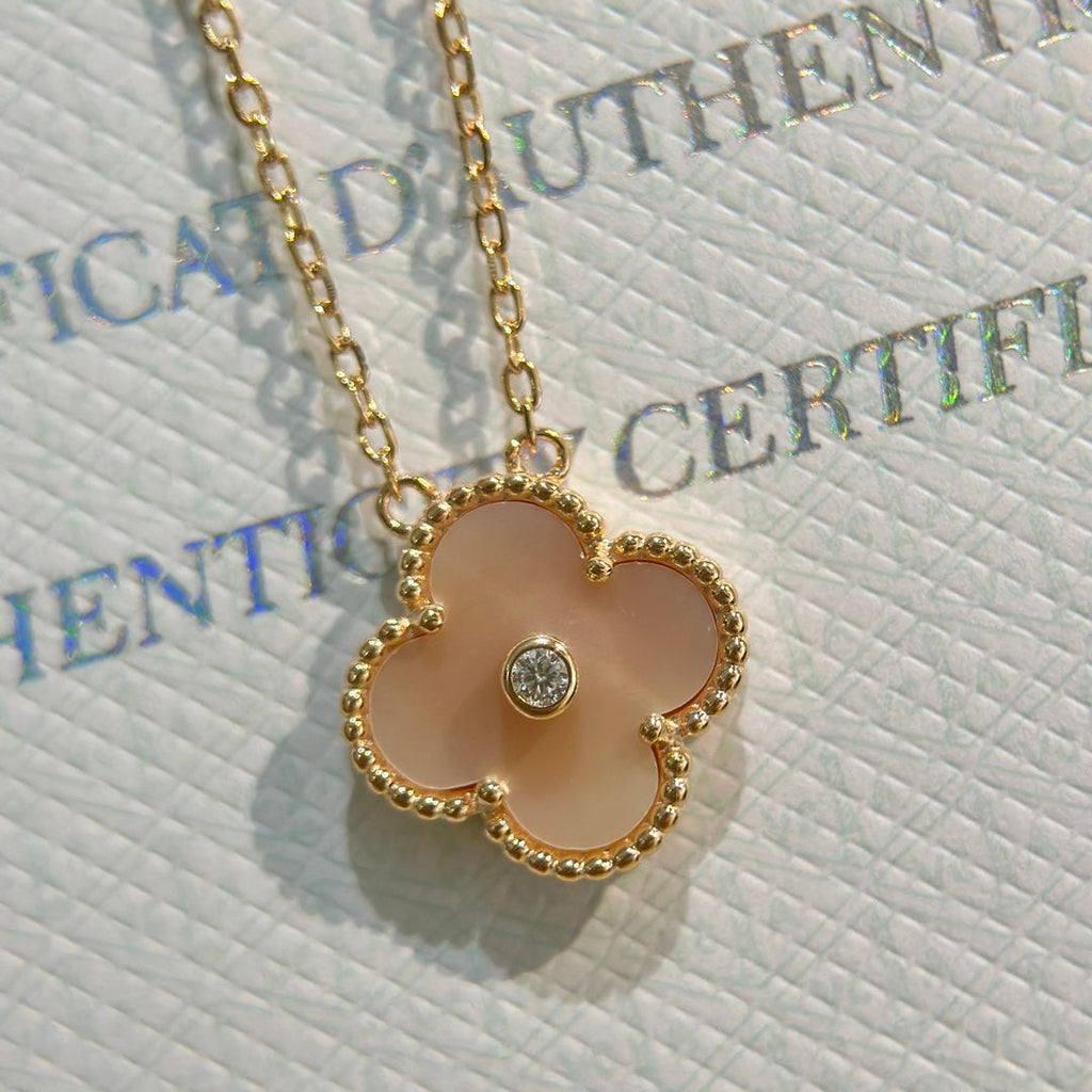 18K Van Cleef & Arpels Sweet Alhambra Pink Clover Necklace