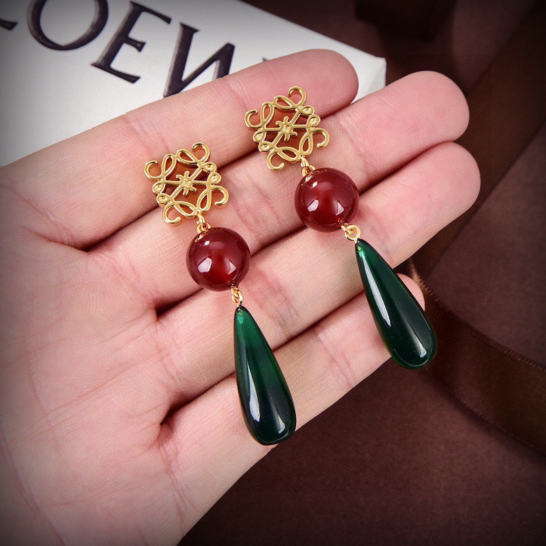18K Loewe Anagram Color Crystals Earrings