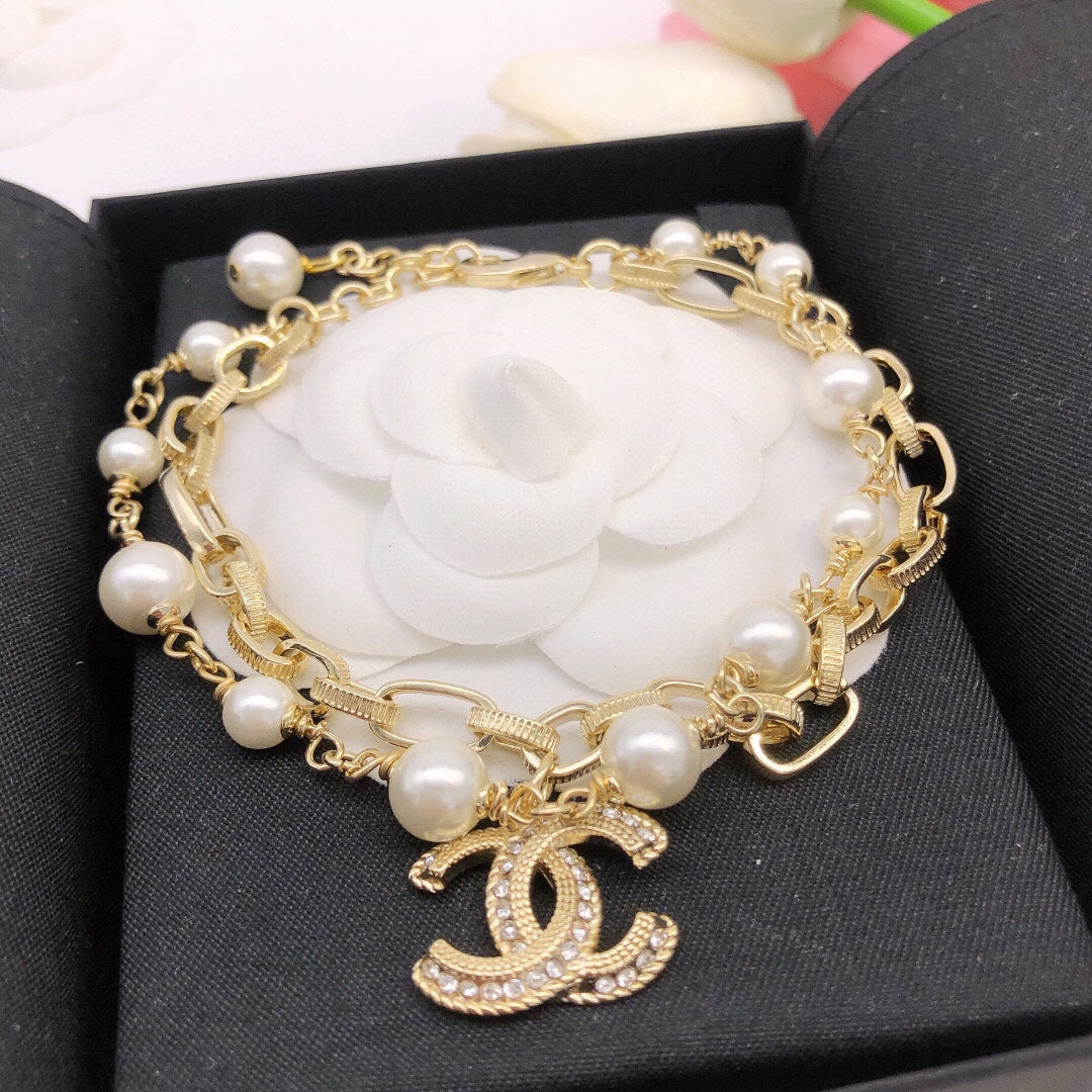 18K Chanel Pearl Chain Bracelet