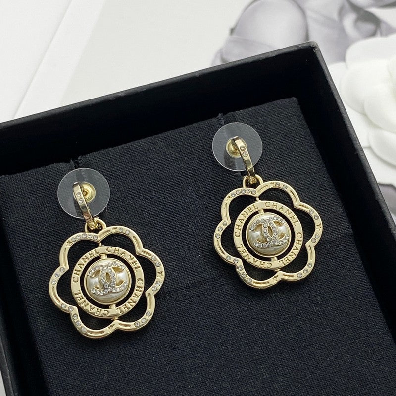 18K Chanel Camellia Gold Earrings
