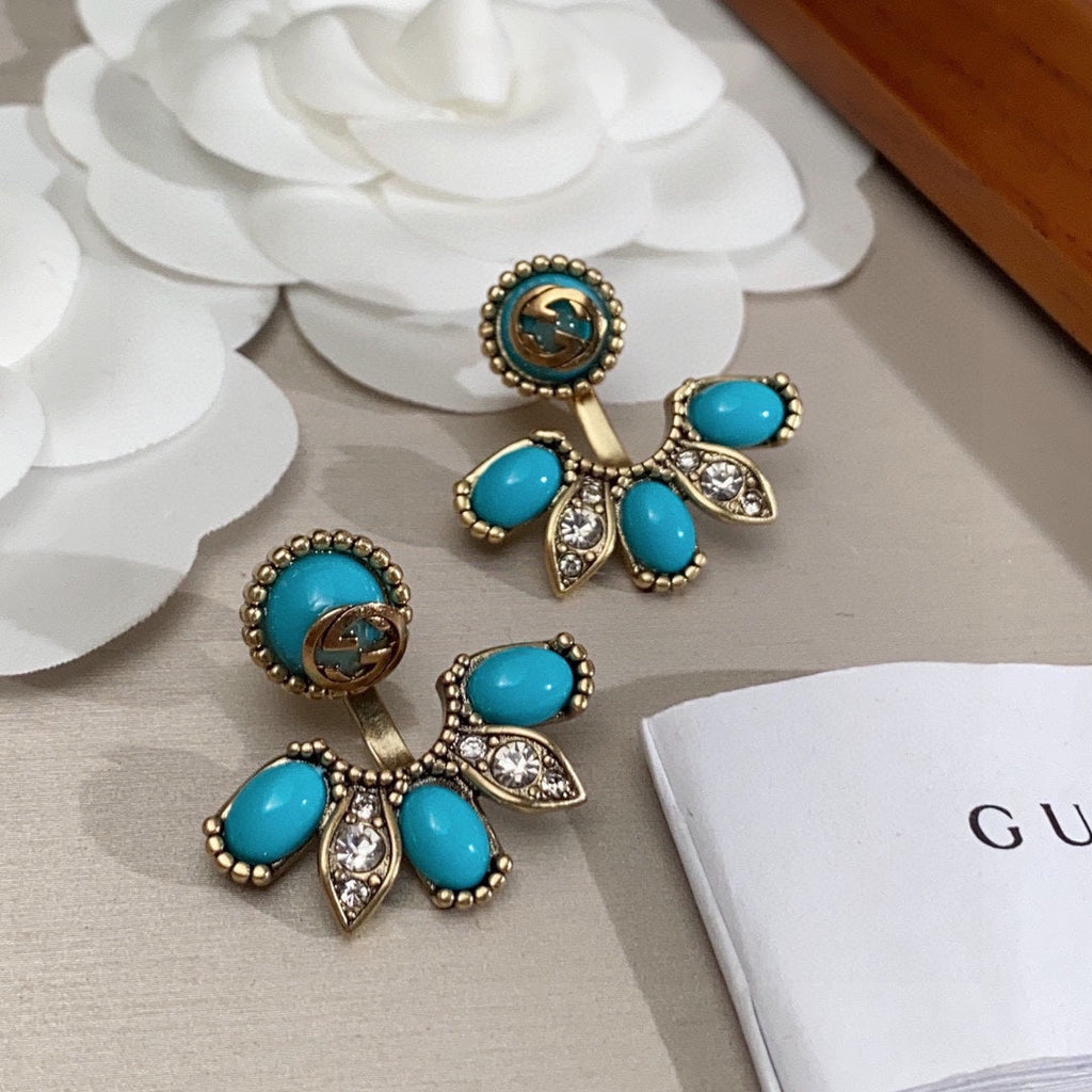 18K Gucci Blue Flowers Earrings