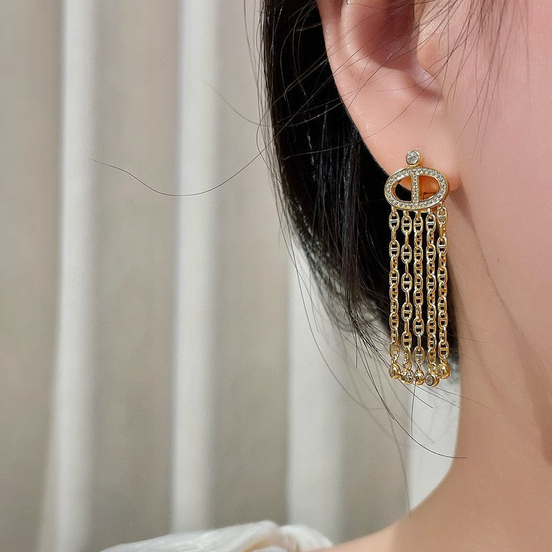 18K Farandole Diamond Hermes Tassel Earrings