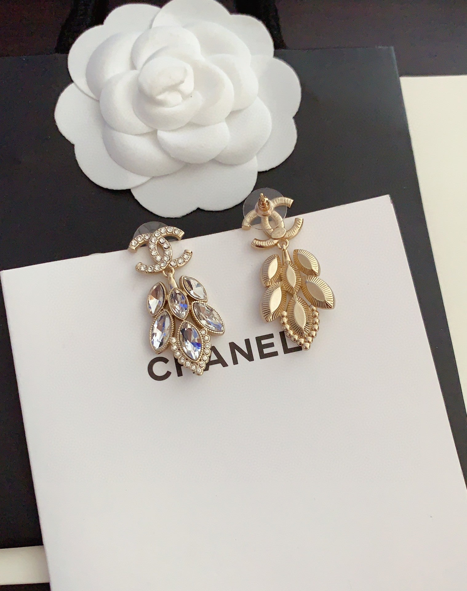 18K Chanel Crystals Pendant Earrings