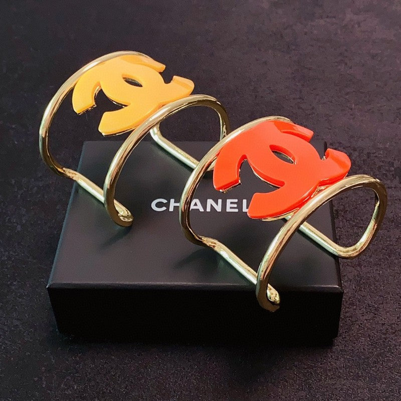 18K Chanel Color Logo Open Cuff Bracelet