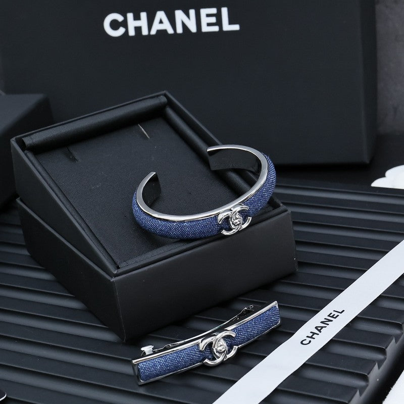 18K Chanel Denim Blue Cuff Bracelet