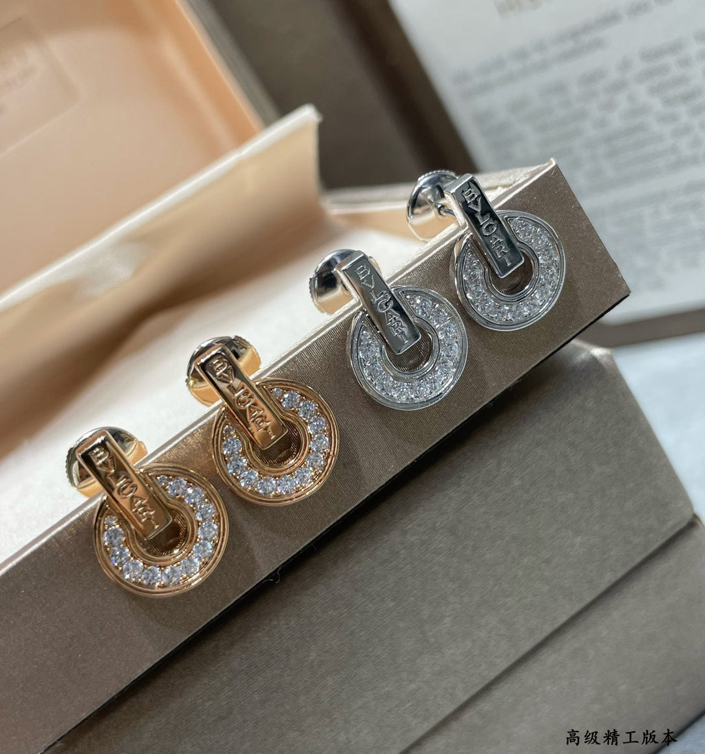 18K BVLGARI BV White Gold Earrings