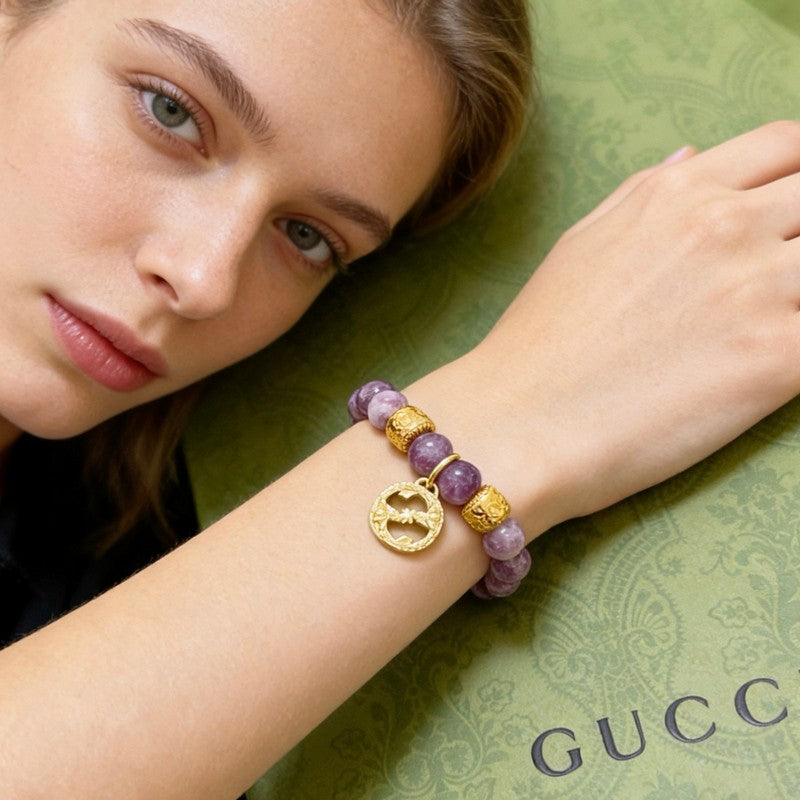18K Gucci Anger Forest Violet Bead Chain Bracelet