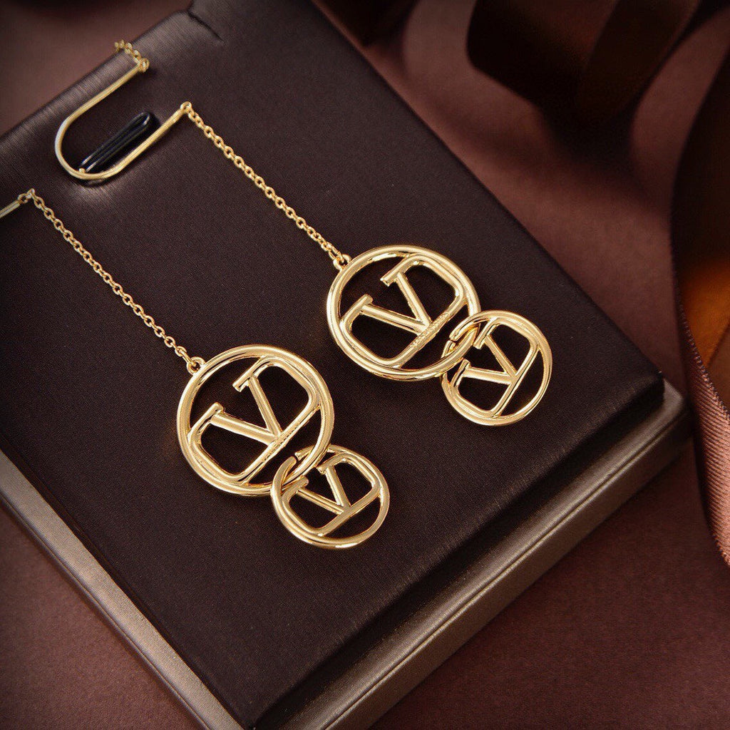 18K Valentino Vlogo Long Earrings