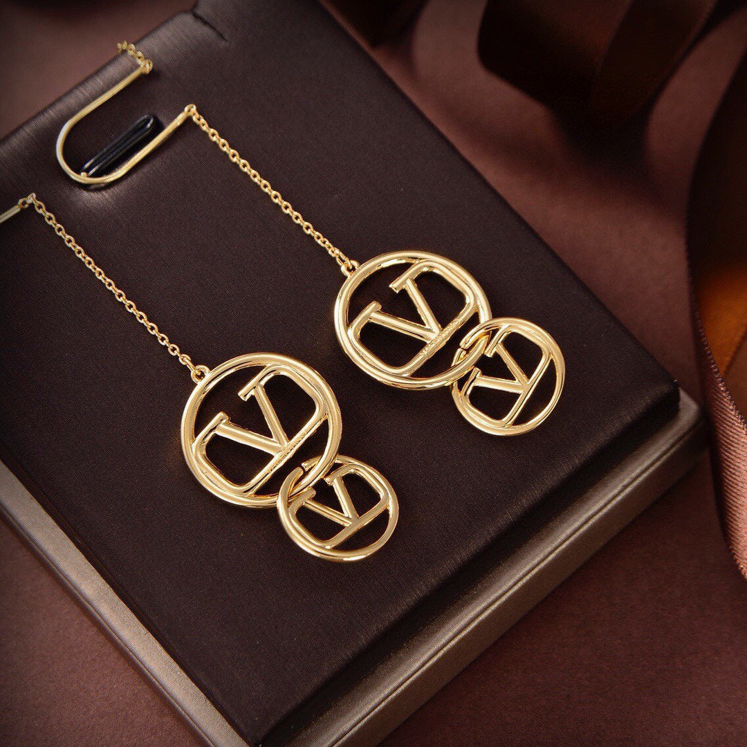 18K Valentino Vlogo Long Earrings