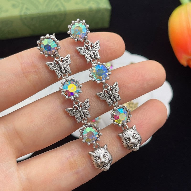 18K Gucci Tiger Color Crystal Earrings