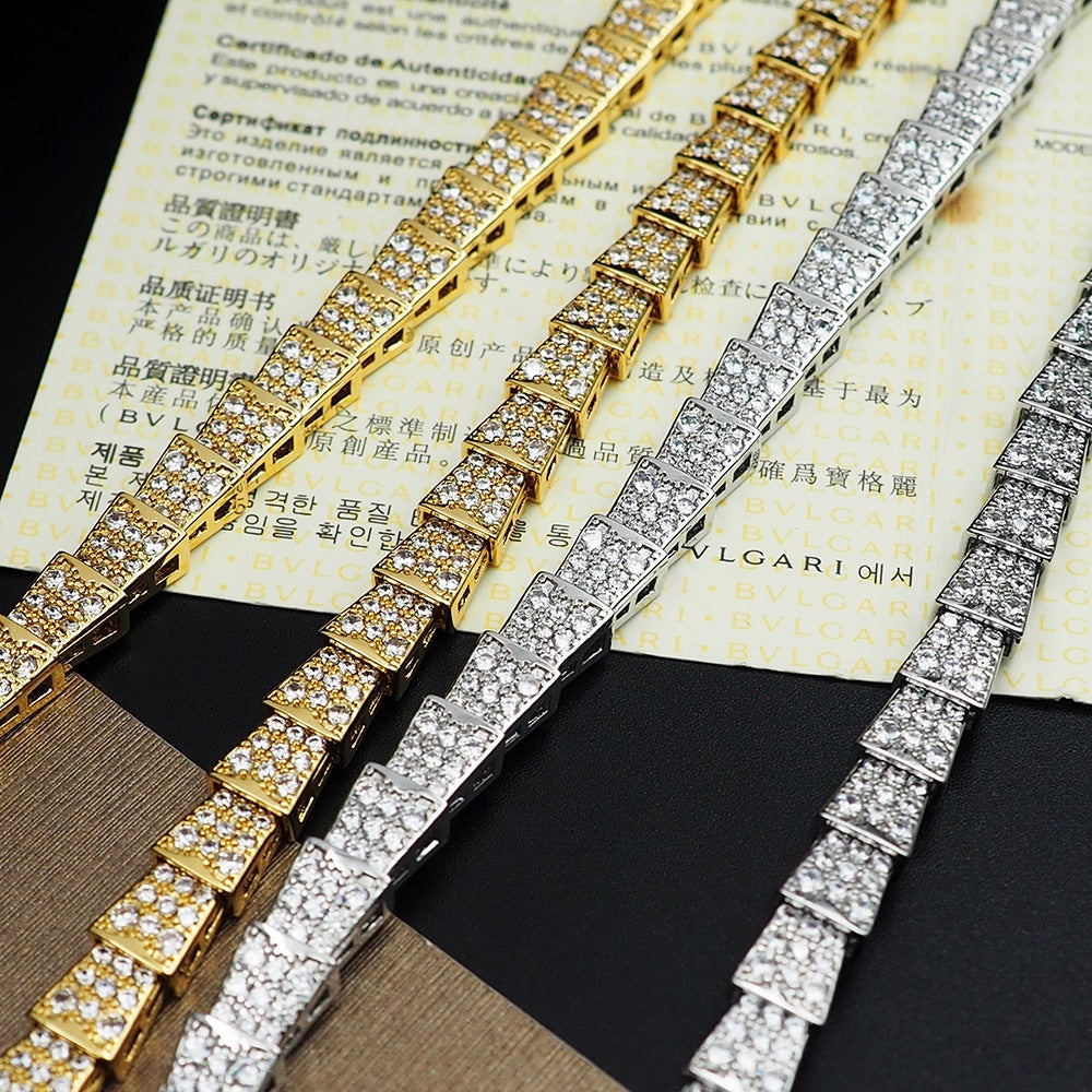 18K BVLGARI BV Serpenti Viper Full Pave Diamonds Necklace