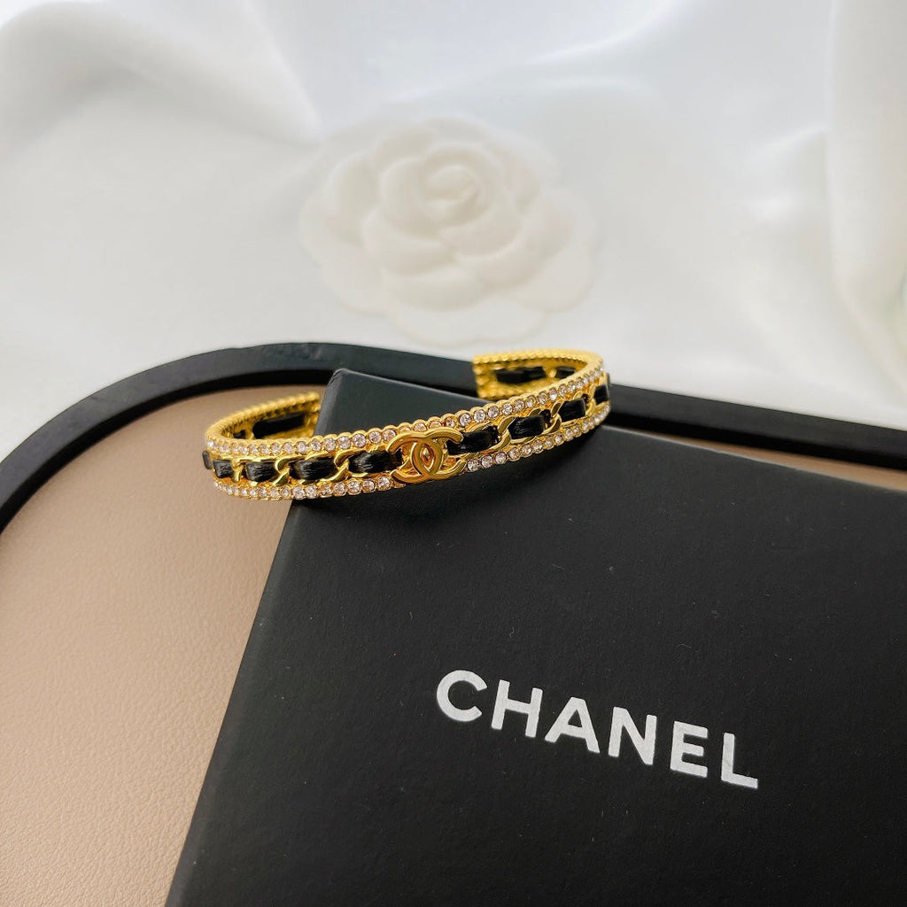 18K Chanel Black Strass Cuff Bracelet