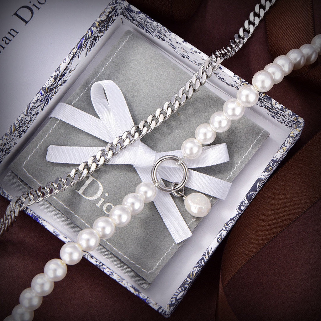 18K Dior Triomphe Gourmette Pearls Necklace