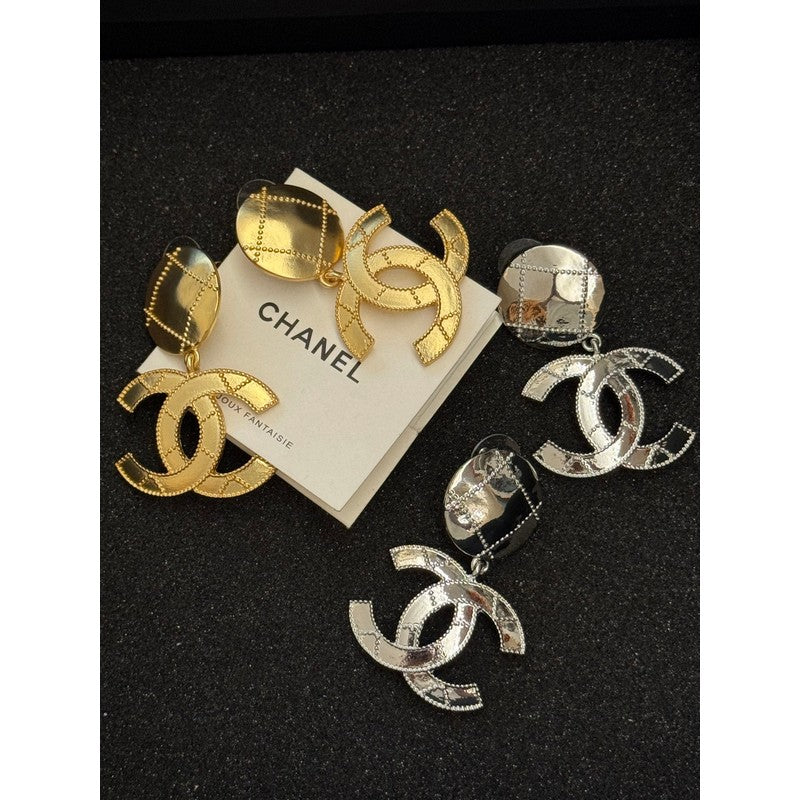 18K Chanel Gold Pendant Earrings