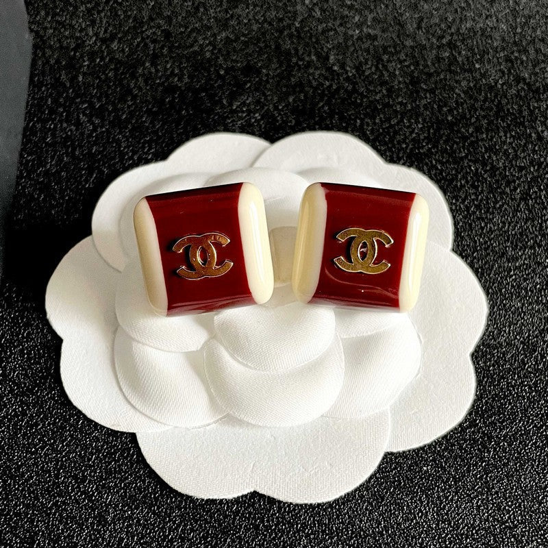 18K Chanel Red & White Pearl Earrings