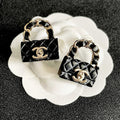 18K Chanel Color Bag Gold Earrings