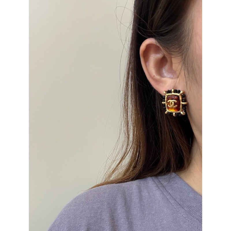 18K Chanel Red & Yellow Earrings
