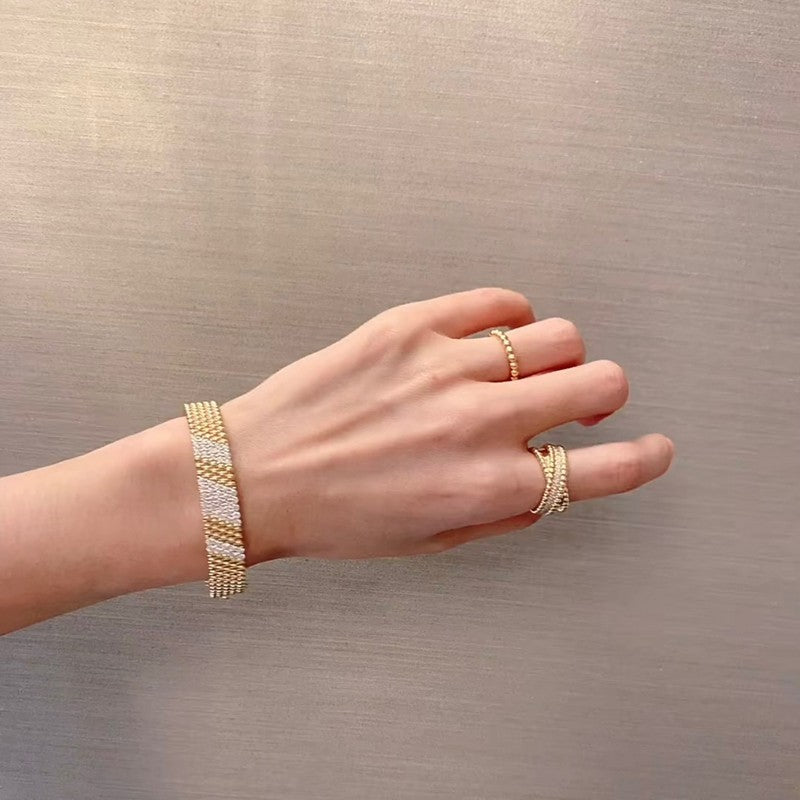 18K Van Cleef & Arpels Perlee 5 Rows Diamond Bracelet
