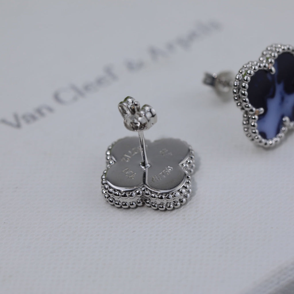 18K Van Cleef & Arpels Vintage Alhambra Blue Earrings