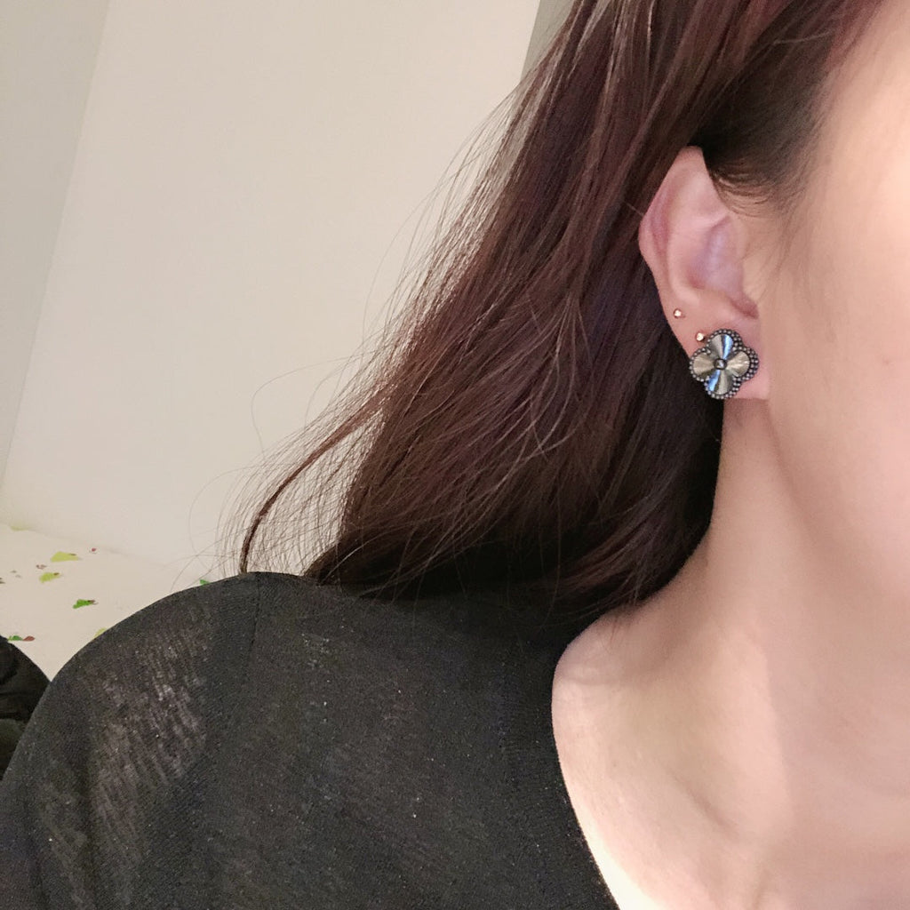 18K Van Cleef & Arpels Vintage Alhambra Black Earrings