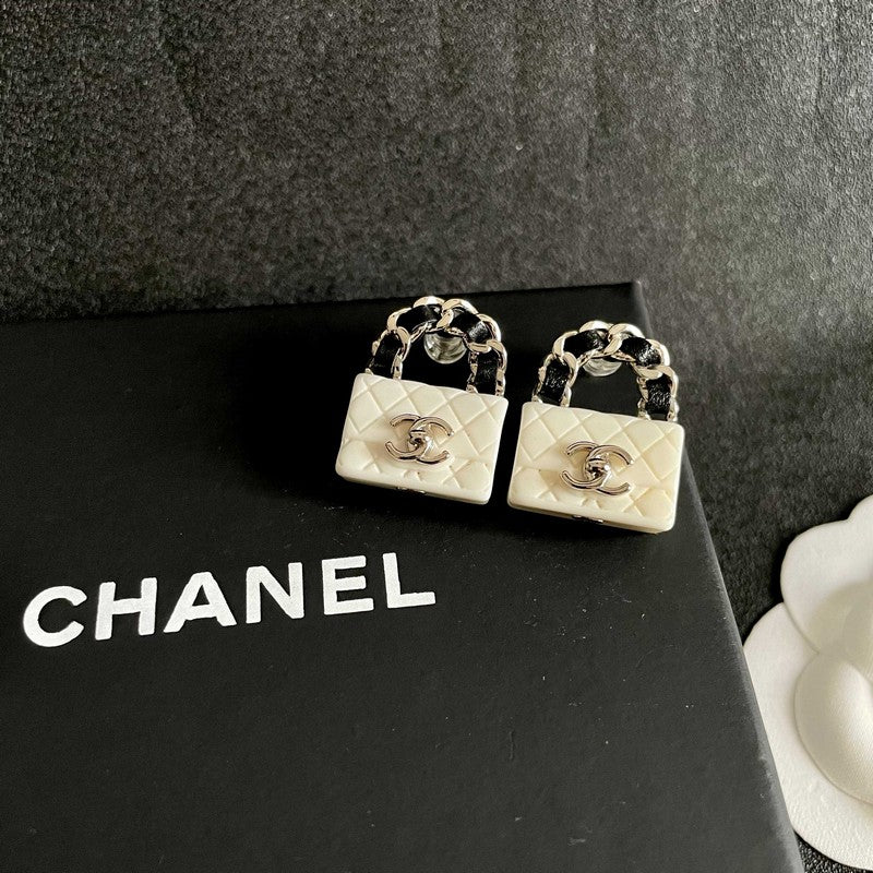 18K Chanel Color Bag Gold Earrings